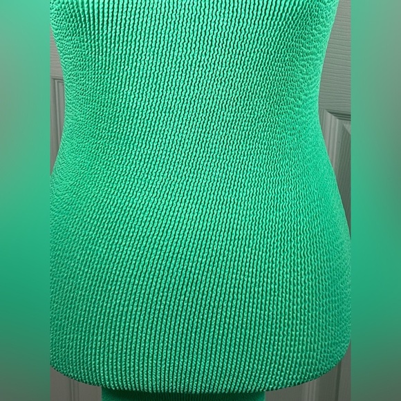 LOVE & BIKINIS MARBELLA CLASSIC SCOOP NECK CRINKLE ONE SIZE DRESS APPLE GREEN - Picture 9 of 9